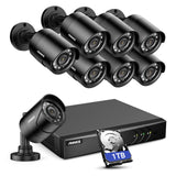 Wireless Security Camera System - 8 Cameras - Black