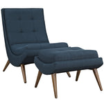 Recliner With Ottoman - Azure